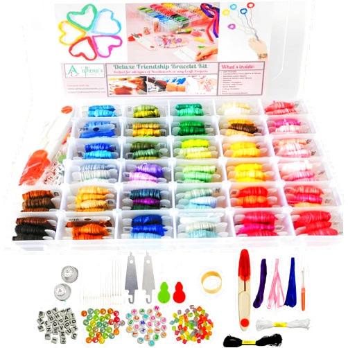 Athena's Elements - Embroidery Floss - 276 Pcs Cross Stitch Thread and Accessories - Perfect for Bracelet Making & DIY Embroidery Projects | Bonus Accessories Included
