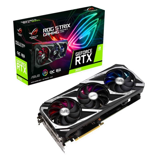 ASUS ROG Strix NVIDIA GeForce RTX 3050 OC Edition Gaming Graphics Card - PCIe 4.0, 8GB GDDR6, HDMI 2.1, DisplayPort 1.4a, Axial-tech Fan Design, 2.7-Slot, Super Alloy Power II, GPU Tweak II