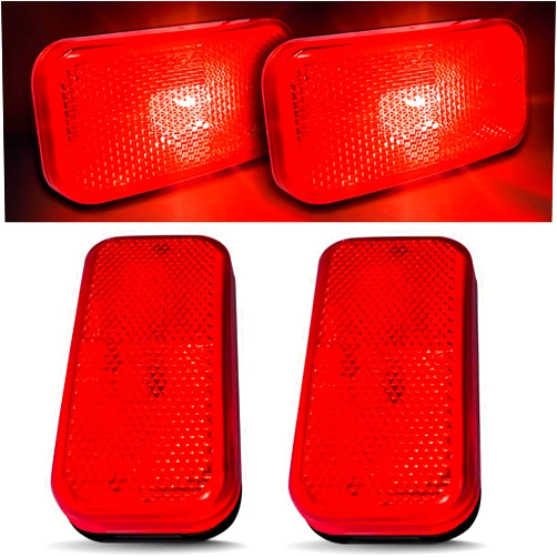 Command Electronics OEM 12V Modern Incandescent RV & Trailer Clearance Light - Made in USA - Durable Design - Surface Mount - Hardware & Connectors Included | White Base - Red (2 Pack)