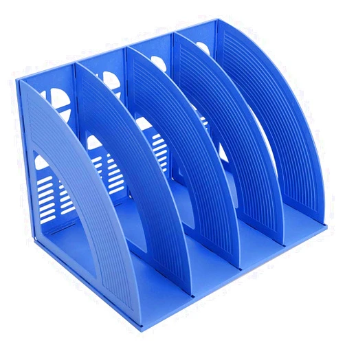 Lemical 4 Compartments Open Section Plastic Magazine File Holder Desk Organizer Book Rack Office Home Document Storage File Rack Kitchen Tool Organizer