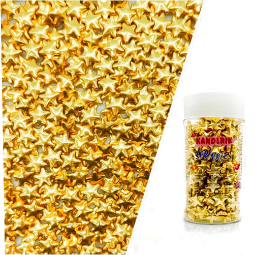 KANDLRIK 10mm Super Gold Stars Sprinkles Edible Stars Cake Decorating Stars Cake Decorations Cupcake Toppers Cookie Decorating Perfect for Cakes,Cupcakes,Desserts Toppings 3OZ