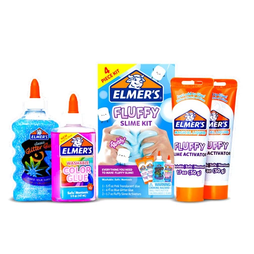Elmer's Elmer’s Fluffy Slime Kit, Includes Elmer’s Translucent Color Glue, Elmer’s Glitter Glue, Elmer’s Fluffy Slime Activator, 4 Count