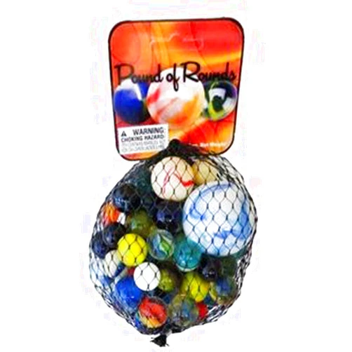 MEGA Marbles - Assorted Colored Glass Marbles - Pound of Rounds - Net Includes 1lb of Marbles - Pair with A Marble Run for Enhanced Play!