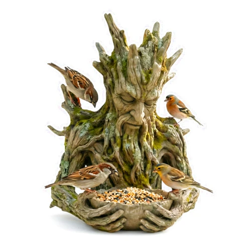 Cuoct The Quiet Offering A Tree-Integrated Bird Feeding Sculpture, Outdoor Millennial Ancient Tree Bird Feeder, with Hidden Keyhole Hanger,Tree Faces Decor,Yard