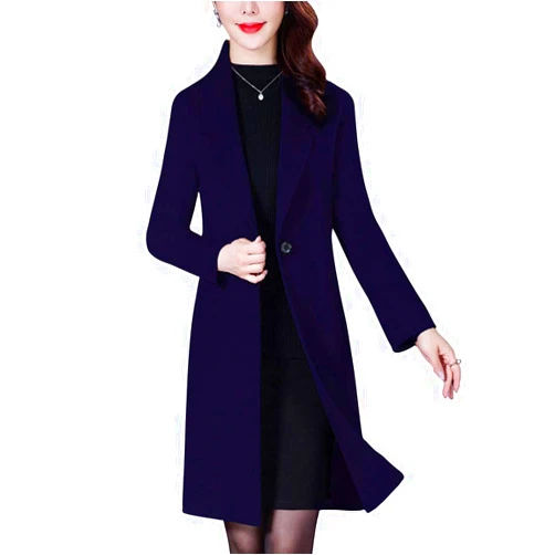 Aprsfn Women's Elegant Wool Blend Trench Coat Winter Outcoat Mid-Long Windproof Lapel Slim Pea Coats