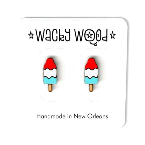 Handmade Popsicle Earrings Bomb Pop Earrings Food stud earrings Novelty gift Earrings Wooden Earring