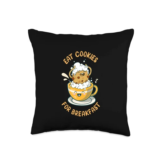 Flour Bake Cookies Dough Egg Baking Food Oven Tee Eat Breakfast Chocolate Chips Dip Milk Cookie Throw Pillow, 16x16, Multicolor