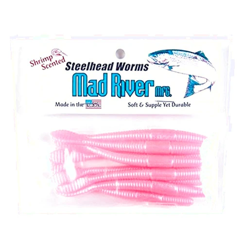 Mad River 3 Inch Steelhead Worms Pink Pearl