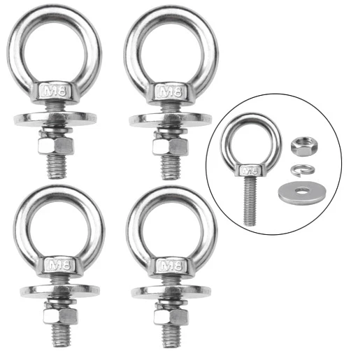 ZYUAROM 4 Pack M8 Stainless Steel Eye Bolts with Nuts, 5/16