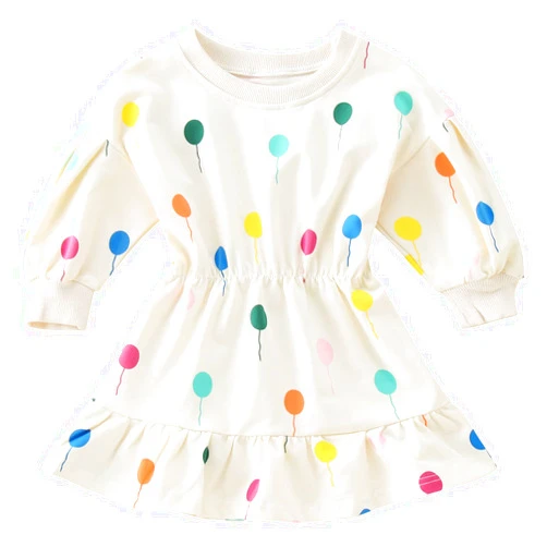 Beziun Toddler Colorful Girls Kids Dresses Sweatshirt Princess Clothes Outfits Balloons Baby Dress Formal Dresses
