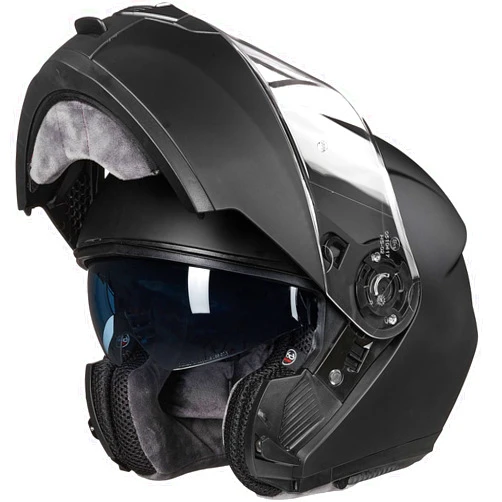 ILM Adult Motorcycle Modular Full Face Helmet Flip up Dual Visor DOT Approved Model 159(Matte Black,Large)