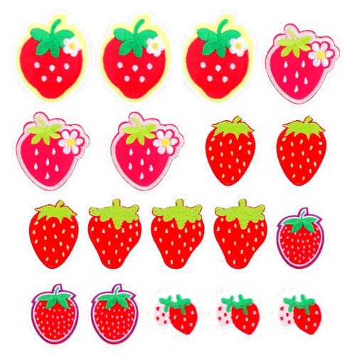 Psyqtsuary 18 PCS Strawberry Iron on Patch, Embroidered Iron On/Sew On Strawberry Patches Cute Red Strawberry Appliques for Clothing Shirts Dress Coats Jackets Backpacks Hats Jeans DIY Accessories