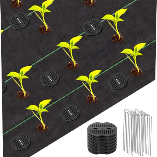 Retainbre 4 x 50ft Garden Weed Barrier Fabric Landscape Weed Matting for Garden Heavy Duty, Weed Block Gardening Ground Cover Mat with 20 Stakes & Gasket Keep Garden Beautiful, Weed-Free