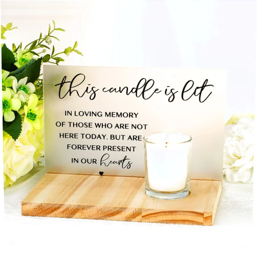 Jetec 3 Pcs Sympathy Gifts Memorial Candle Acrylic and Wooden in Loving Memory Wedding Signs for Loss of Loved One Memorial Sign Bereavement Gifts (Wing)