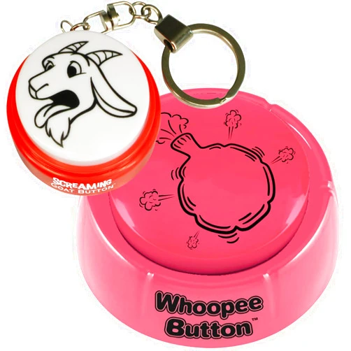 NOVELTY888 TALKING BUTTON Screaming Goat Keychain & Fart Machine | The Original Goat Scream and Fart Sounds, Great Fart Toy | Gag Gifts for Men and Women