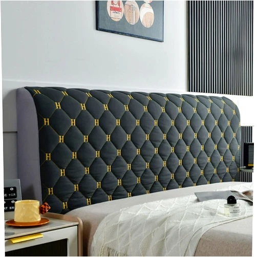 EFELIM Velvet Headboard Cover Full Queen King Size, Quilted Bed Headboard Slipcover Thicken Dustproof Protector Cover for Bedroom Decor Washable (Black,160cm/63in)