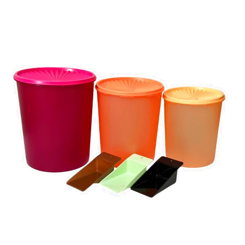 Tupperware Classic Servalier Heritage Decorator Canister Set of 3 with Flat Scoop