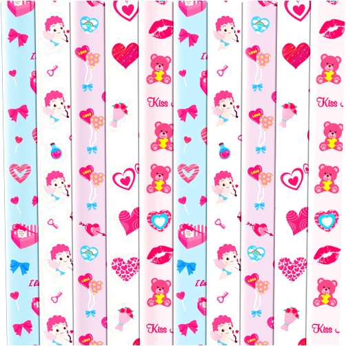 Konsait Valentine's Day Gift Wrapping Paper, 10 Sheets Folded Heart Love Rose Assorted Red Pink Blue Funny Wrap Paper for Kids Wedding Gifts Birthday Party Favors Holiday DIY Crafts Supplies 70X50cm