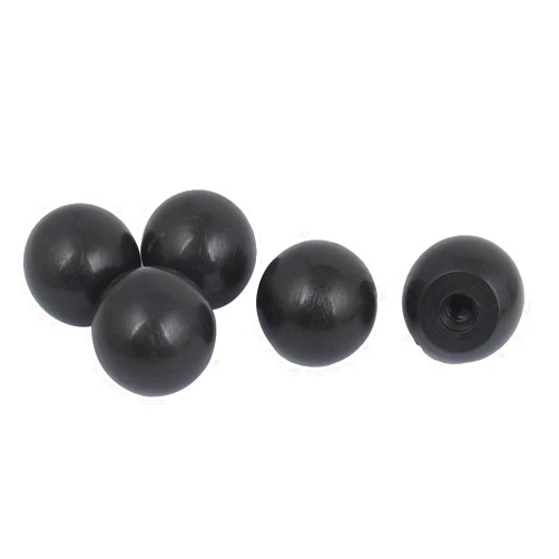 Aexit 5pcs M8 Cabinet Hardware Female Threaded 39mm Dia Plastic Ball Knob Round Handle Black for Pulls Machine Tool