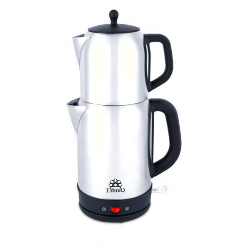 Ethniq TeaVibe Electric Turkish Tea Maker - Stainless Steel 120V Double Pot Kettle & Infuser, Boil-Dry Protection, Auto Shut-Off & Keep Warm Function, 1.7L Kettle + 1L Teapot Capacity