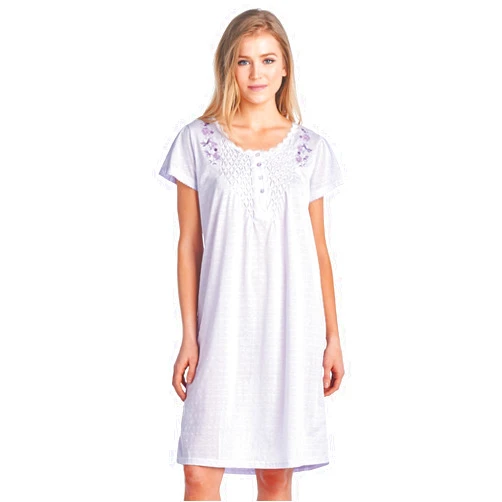 Casual Nights Women's Fancy Lace Flower Short Sleeve Nightgown