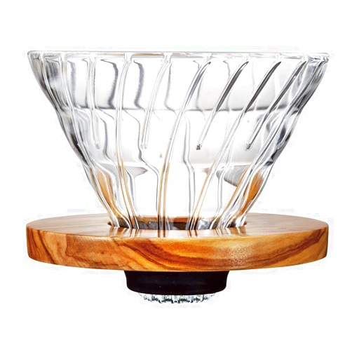Hario VDGR-02-OV V60 Heat Resistant Glass, Permeable, Coffee Dripper, Olive Wood, 02, Coffee Drip, For 1 to 4 Cups