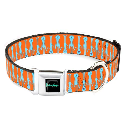 Buckle-Down Dog Collar Seatbelt Buckle Mr. Meeseeks Poses Flip Orange, 1