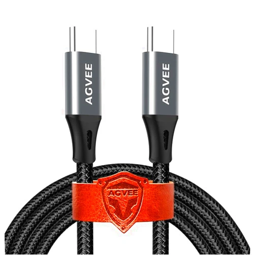 AGVEE Ultra Long USB-C to USB-C Cable [2 Pack 15ft] Fast USBC Cord with Strap, Type-C to C Cable, PD 60W Charging Cord for Samsung S21 S20 S10 Note 10 20, iPad Pro 2018 2020, Dark Gray