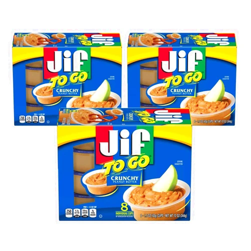 Generic JIF To Go Crunchy Peanut Butter Cups 8 count, 1.5 oz Pack of 3