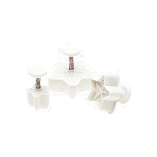 Ateco Star Plunger Cutters, Set of 3 Sizes, for Cutting Decorations & Direct Embossing, Spring-loaded Handle, Food Safe Plastic