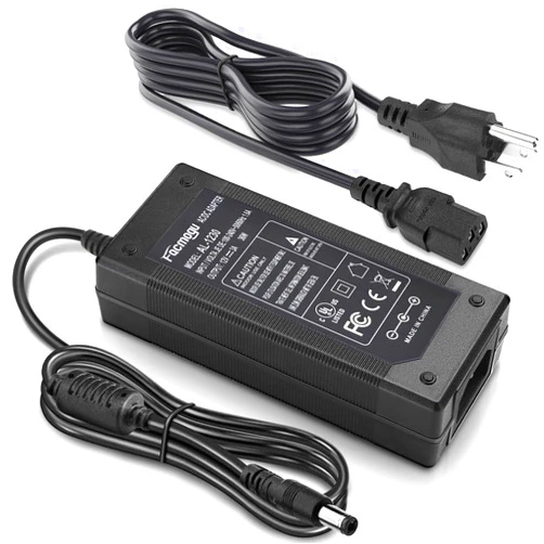 Facmogu 3 Prong DC 12V 3A 36W AC to DC Power Adapter, Desktop Adpater with 5.5x2.1mm & 2.5mm, 12V Power Switching Transformer, 12 Volt 3 Amp Power Supply Converter with 9.84ft/ 3m in Total Length