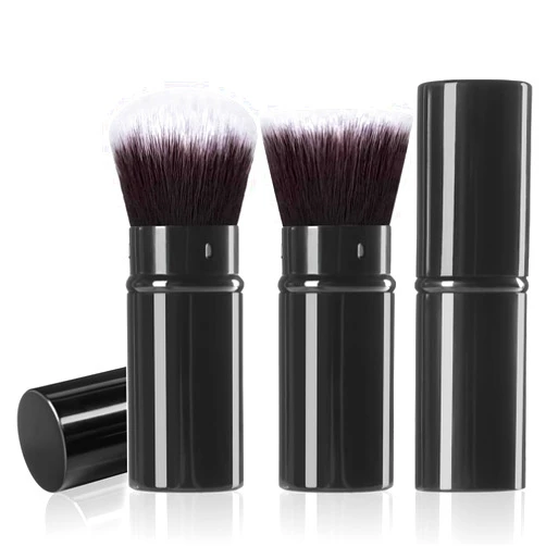 Keriloo Retractable Makeup Brush 2 Pack, Travel Kabuki Powder Foundation Makeup Brush Face Blush Brushes for Blending Liquid, Blush, Bronzer, Buffing, Sunscreen,Flawless Cosmetics