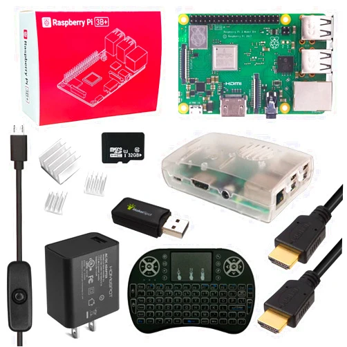MakerSpot Raspberry Pi 3 B+ Model B Plus Starter Kit w/Mini Wireless Keyboard 5v3a UL Listed Charger HDMI Cable Heat Sink, 32GB MicroSD Card