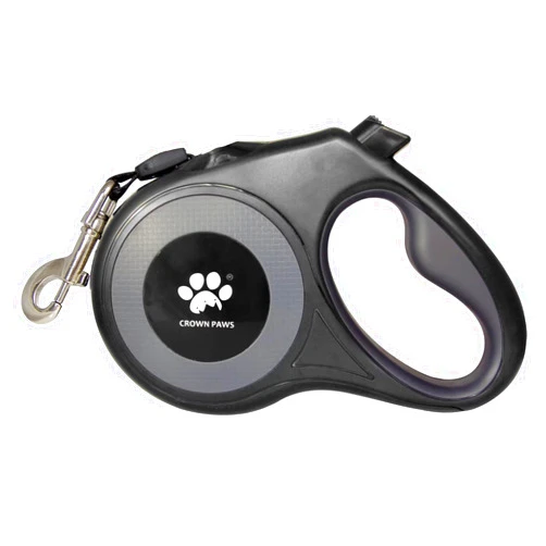 CROWN PAWS 16 ft Retractable Dog Leash for Extra Large Dogs up to 130 lbs,Tangle-Free Nylon Tape,Black Dan24 XL