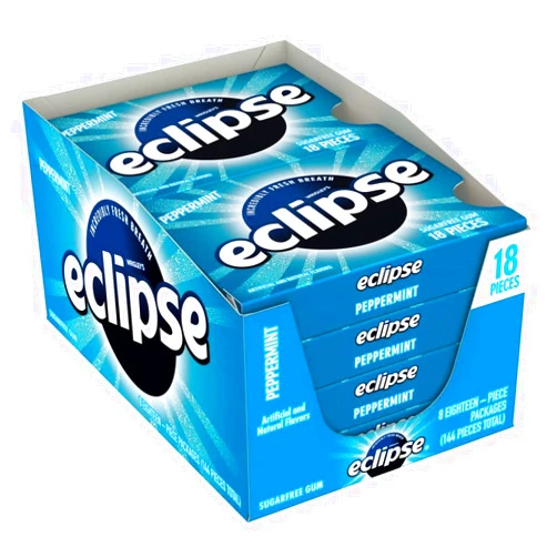Eclipse Gum Peppermint Sugar Free Chewing Gum, 18 Pieces (8 Packs)