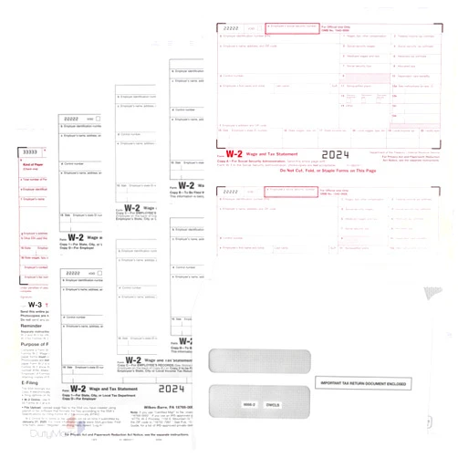 Dutymark W2 Tax Forms for 2024 4 Part, IRS-Compatible W2 Forms for 25 Employees - Compatible with Quickbooks Software & Laser, Inkjet Printers - Includes 25 Self-Sealing Envelopes