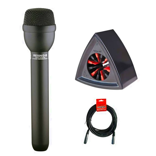 Electro-Voice RE50N/D-B Omnidirectional ENG Microphone with Rycote Triangle Mic Flag (Black) & XLR Cable Bundle