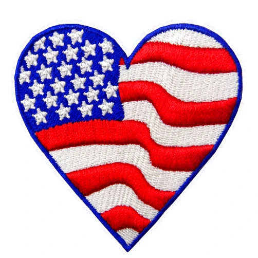 EmbTao Embroidered Heart Shaped USA Flag America Iron on Sew On Patch