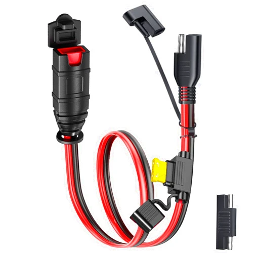 KarlKers SAE Extension Cord Compatible with NOCO Genius Smart Battery Chargers, 16AWG SAE Adapter with 20A Fuse Waterproof Plugs, SAE Connector Cable for Motorcycle/ATV/UTV/Auto/Car (1FT)