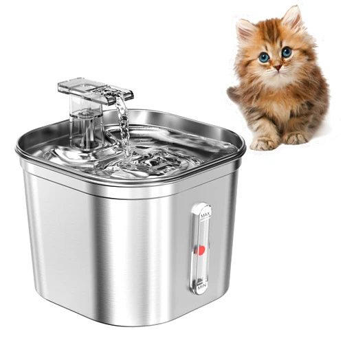 Cobectal Upgrade Cat Water Fountain Stainless Steel, Cobectal 74oz/2.2L Cat Fountain with Multi-Filter, Cat Fountains for Drinking Stainless Steel, No Sputter, Compact, Easy Cleaning, Suit for Pets Dogs Cat
