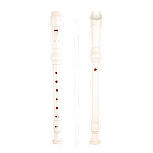 SWAN Soprano Recorder Instrument for Beginners Student - Baroque Style 8 Hole Flute Detachable 3pcs Descant Recorder with Cleaning Rod and Fingering Chart for Kids over 6 Years Old, Beige
