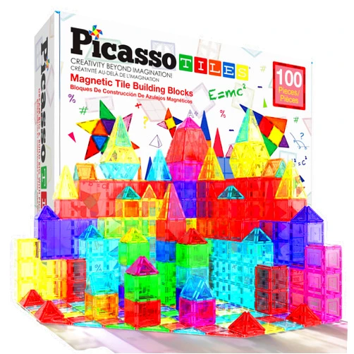 PicassoTiles 100 Piece Set 100pcs Magnet Building Tiles Clear Magnetic 3D Blocks Construction Playboards, Creativity Beyond Imagination, Inspirational, Recreational, Educational Conventional