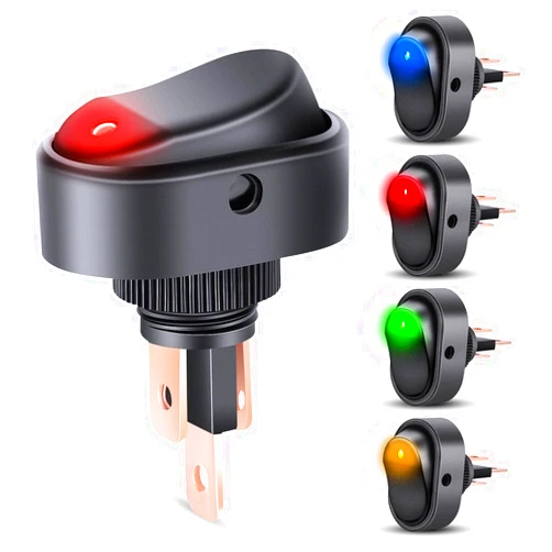 Nilight 5PCS LED Lighted Rocker Switch 12V Illuminated ON Off Toggle Switch 30A 3Pin SPST Oval Shaped Switch 12mm Hole Red Yellow Blue Green for Car Truck RV Motorcycles Marine Boats