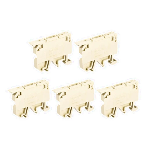 MECCANIXITY DIN Rail Mount Fuse Holder Terminal Blocks Screw Type Yellow ASK1/EN Pack of 5