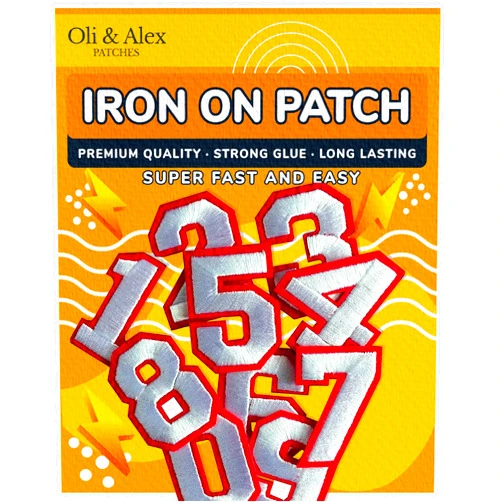 Oli and Alex Iron On Patches 2.1 inch - 10 pcs of Patches Numbers for Clothing - Super Glue - No sew Needed - Embroidery Patch Football Team School University - DIY Number Appliques