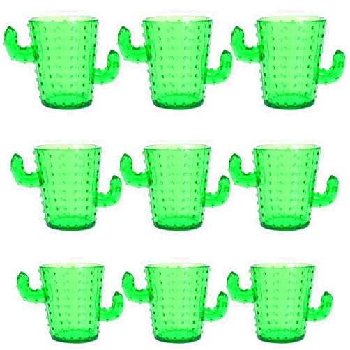 ZZYFGH Plastic Cactus Shot Glasses(Set of 12), 2 Oz Green Cute Cactus Tequila Glasses for Western, Bachelorette, Cinco de Mayo, Tequila, Fiesta Themed Party Supplies
