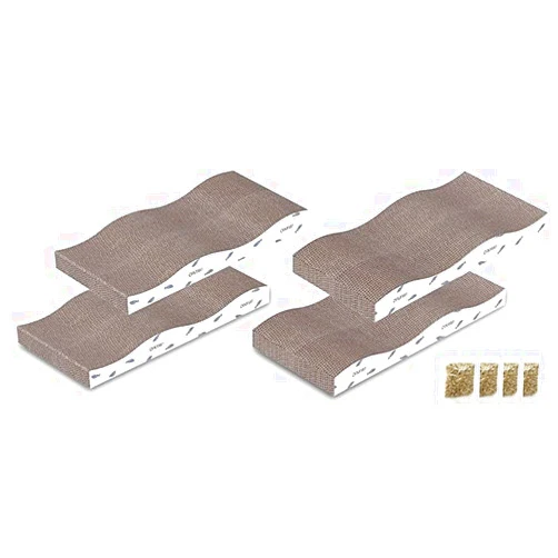 OIMIWI Cat Scratcher 4 PCS Pad, Cardboard with Premium Reversible Scratch Textures Design Wide Durable Scratching Pad