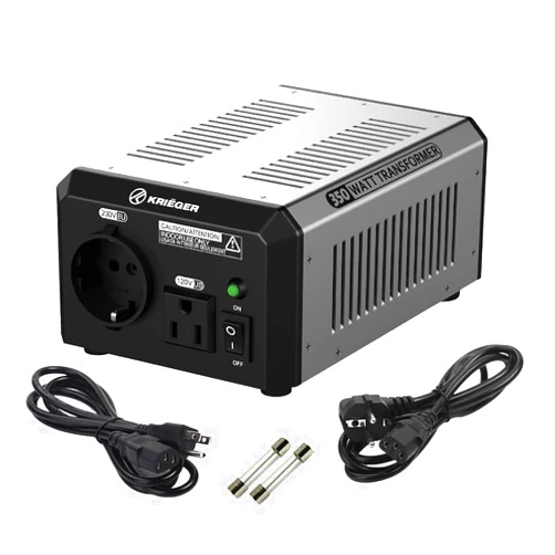 K KRIËGER 350 Watt Voltage Transformer, 110/120V to 220/240V Step Up Step Down Converter with AC Outlets, MET Approved Under UL, CSA