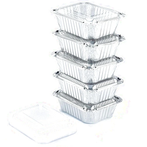 Spare Essentials 1 Lb Aluminum Pans with Lids (55 Pack) Disposable Baking Foil Containers, Takeout Food Storage, Freezer - Mini Foil Pans with Clear Lids for Restaurants & Catering - Size 5.5x4.5x1.9