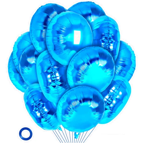 YOTHORN 20 Pcs Round Shaped Balloons,18 Inch Blue Round Foil Balloon,Giant Round Mylar Balloon Helium Balloons for Birthday Party Baby Shower Wedding Decorations (Blue)
